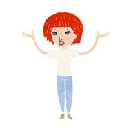 cartoon woman shruggin shoulders N5