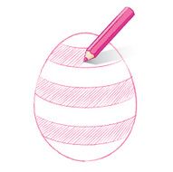 Pink Pencil Shading Easter Egg with Stripes