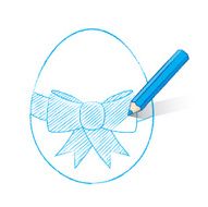 Red Pencil Shading Easter Egg with Bow