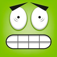 Vector Cute Cartoon Green Scared Face