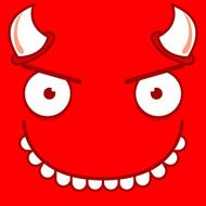 Vector Cute Cartoon Devil Smiling Face