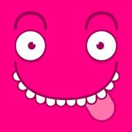 Vector Cute Cartoon Pink Face With Tongue Out