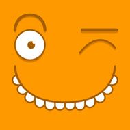 Vector Cute Cartoon Orange Winking Face
