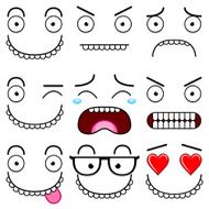 Cartoon Set Of Different Cute Faces N4