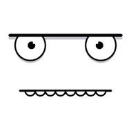 Vector Cute Cartoon White Grumpy Face