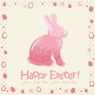 Easter cute scribble bunny silhouette hand drawn