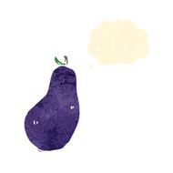 retro cartoon aubergine with thought bubble