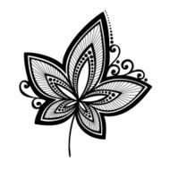 Original Decorative Leaf with Ornament (Vector) N4