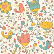 Birdy in the wonderland whimsical illustration