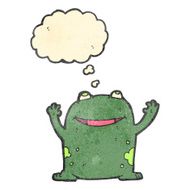 retro cartoon frog with thought bubble N4