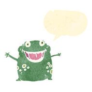 retro cartoon frog with speech bubble N3