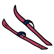 equipment skiing in winter cartoon illustration