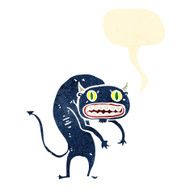 retro cartoon monster with speech bubble