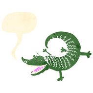 retro cartoon crocodile with speech bubble N2