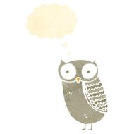 retro cartoon owl with thought bubble N2