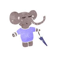 retro cartoon elephant with umbrella