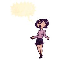cartoon woman with speech bubble N75