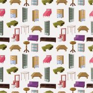 cute cartoon furniture seamless pattern