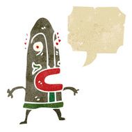 retro cartoon man in tribal mask