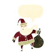 retro cartoon santa claus with speech bubble N7