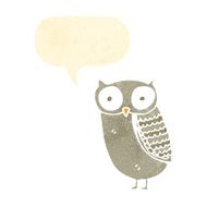retro cartoon owl with speech bubble N2
