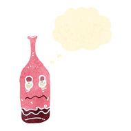 retro cartoon red wine bottle with drunk expression N2