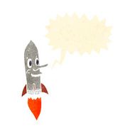 happy retro cartoon rocket