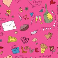 Seamless doodle pattern of love