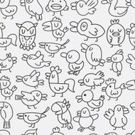 hand draw bird seamless pattern