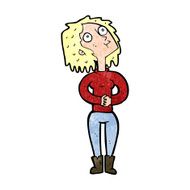 cartoon woman looking upwards N15