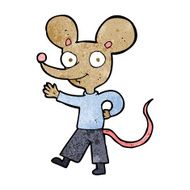 cartoon waving mouse N14