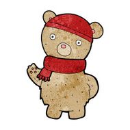 cartoon teddy bear in winter hat and scarf N12