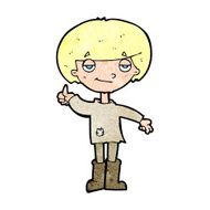 cartoon boy in poor clothing giving thumbs up symbol N13