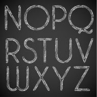 Chalk drawn alphabet characters collection