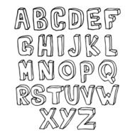 Hand drawn 3D alphabet N2