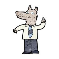 cartoon business wolf with idea N11