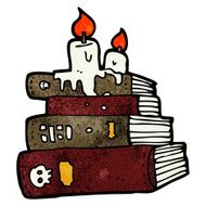 cartoon spooky old books N15
