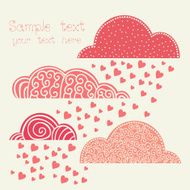 rain of heart with clouds in pink