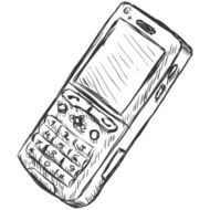 vector sketch illustration - mobile phone