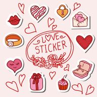 doodle stickers set isolated