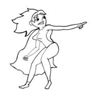 cartoon superhero woman pointing N15