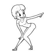 cartoon pretty woman pointing N58