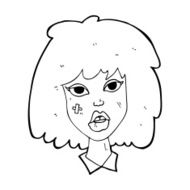 cartoon woman with bruised face N14