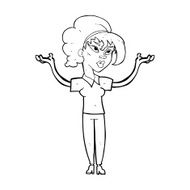 cartoon woman raising hands in air N29