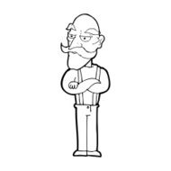 cartoon bored old man N28