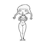 cartoon offended woman covering herself N12