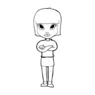 cartoon woman with crossed arms N69