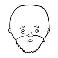 cartoon shocked man with beard N19