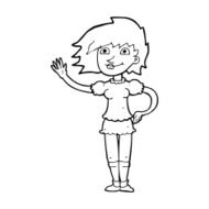 Cartoon Woman Waving N505