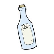 cartoon message in bottle N14